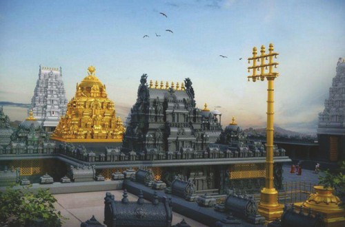 Yadadri-Tempel - Schwarzstein-Hindu-Tempel Telangana
